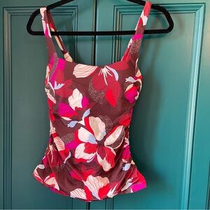NWOT Athleta Tankini Top Swim Top square neck adjustable Floral Pattern